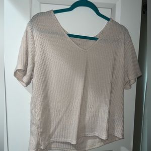 Cream Waffle Knit Top